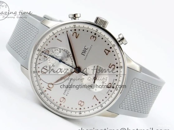 MIROTIME 0403 Portuguese Chrono IW3716 Z+F 1:1 Best Edition White Dial on Gray Rubber Strap A WrinkleFree 7014
